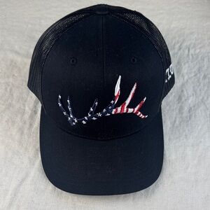Black Cap with American Flag Antler Design